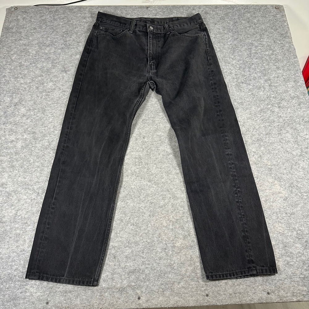 Levis Mens Black 505 Regular Fit Straight Leg Jeans 38x32